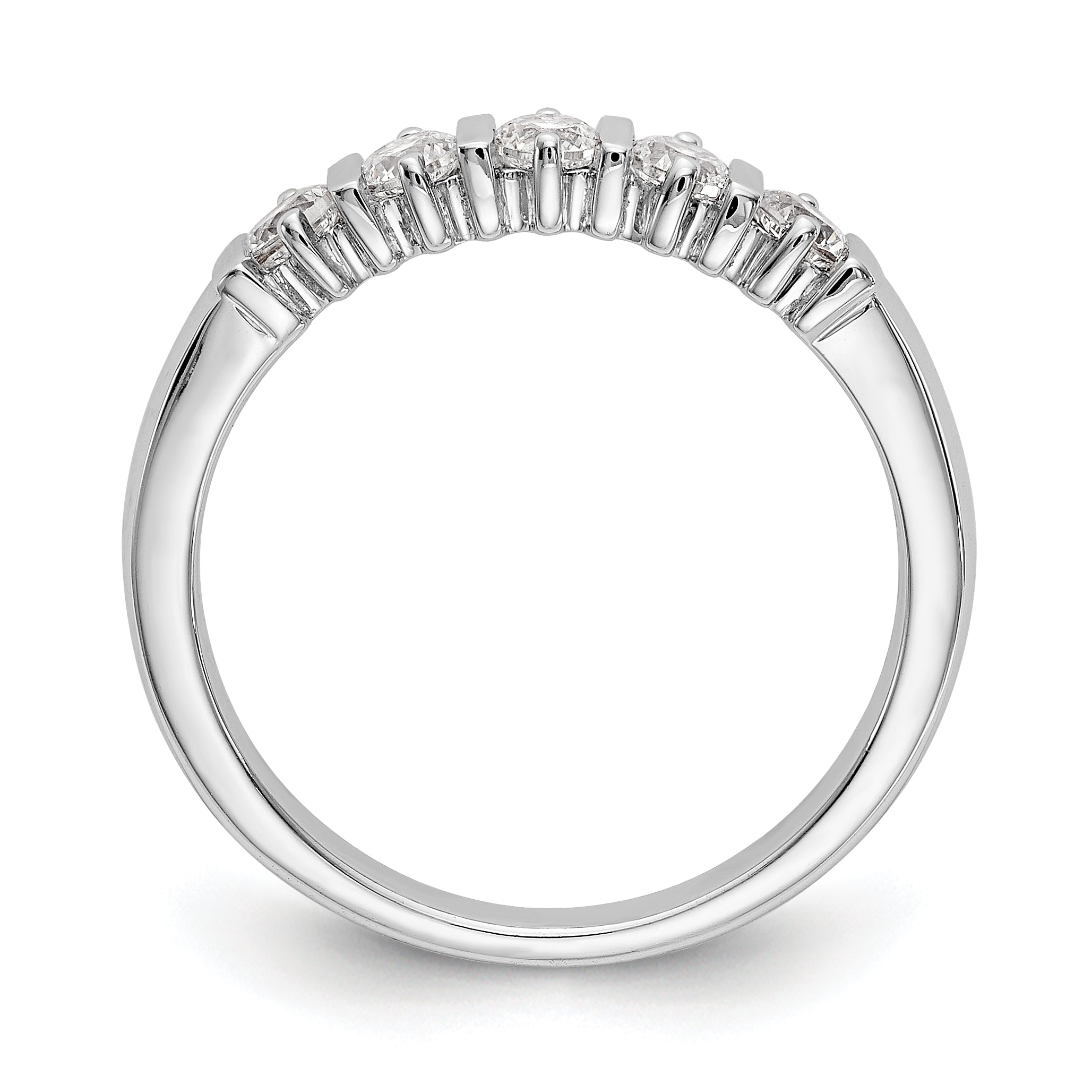 14K White Gold 5-Stone Prong-set (Holds 5-2.1mm Round) Diamond Band Mounting - 7