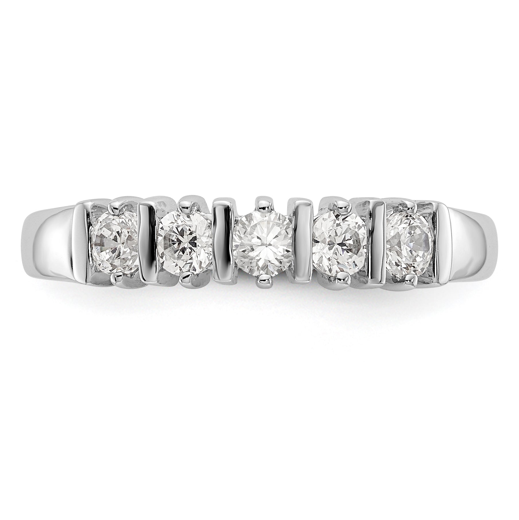 14K White Gold 5-Stone Prong-set (Holds 5-2.1mm Round) Diamond Band Mounting - 7