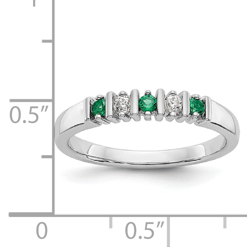 14K White Gold Diamond w/Emerald Band