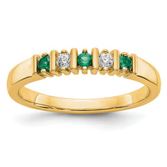14K Yellow Gold 1/15 carat Diamond and Emerald Complete Band - 7