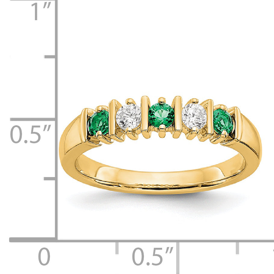 14K Yellow Gold Diamond w/Emerald Band