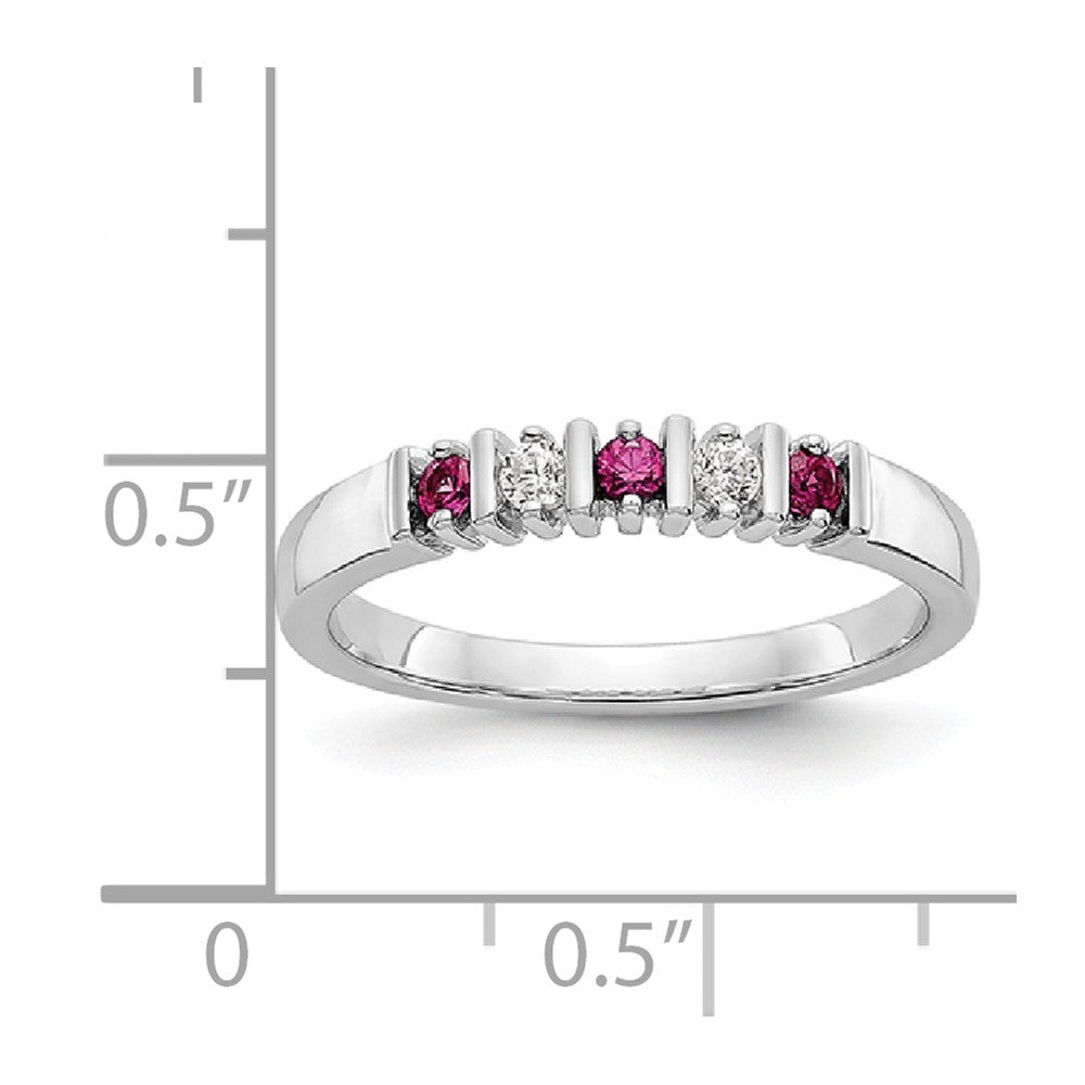 14K White Gold Diamond w/Ruby Band