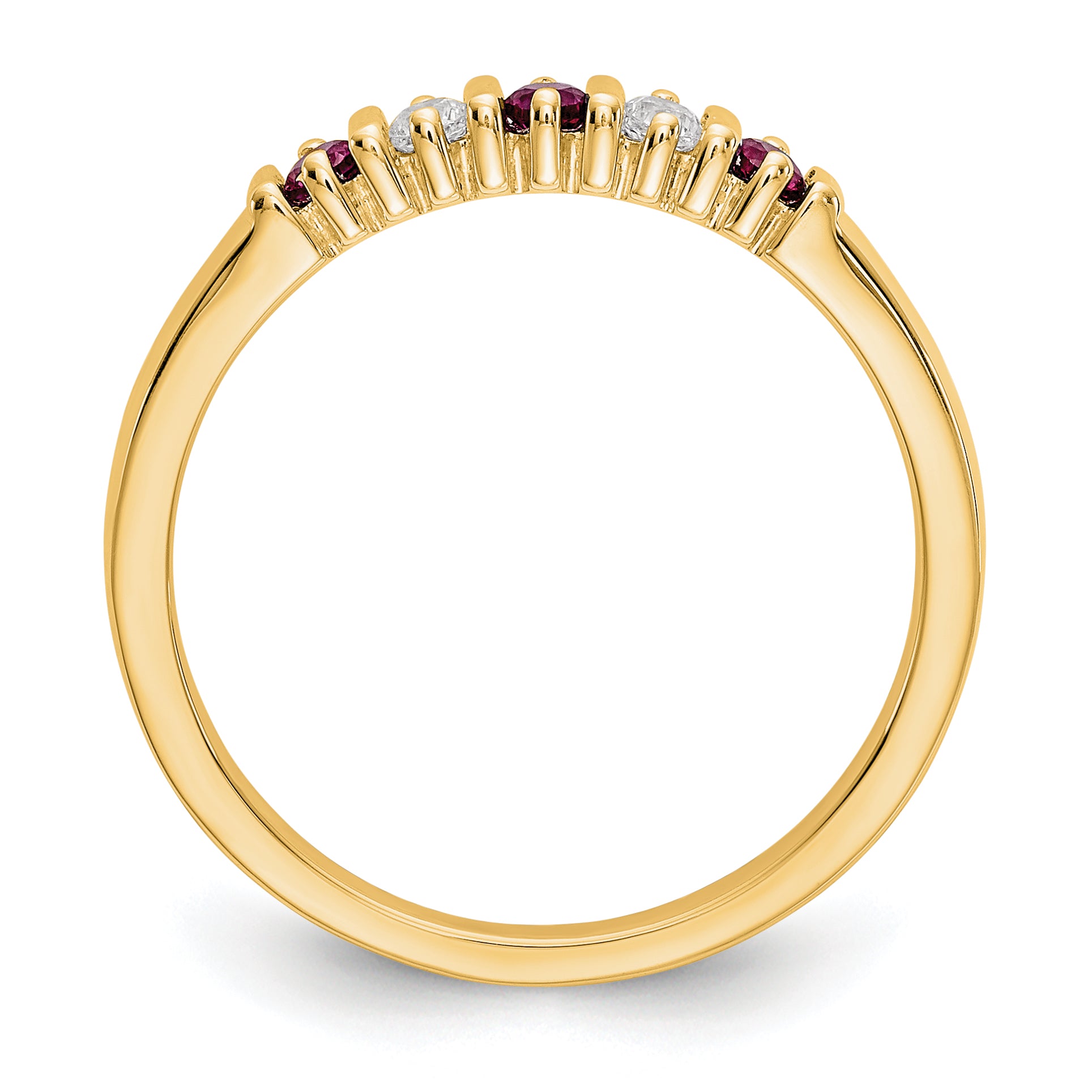 14K Yellow Gold 1/15 carat Diamond and Ruby Complete Band - 7