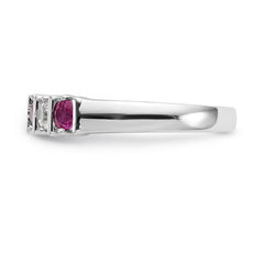14K White Gold 1/5 carat Diamond and Ruby Complete Band - 7