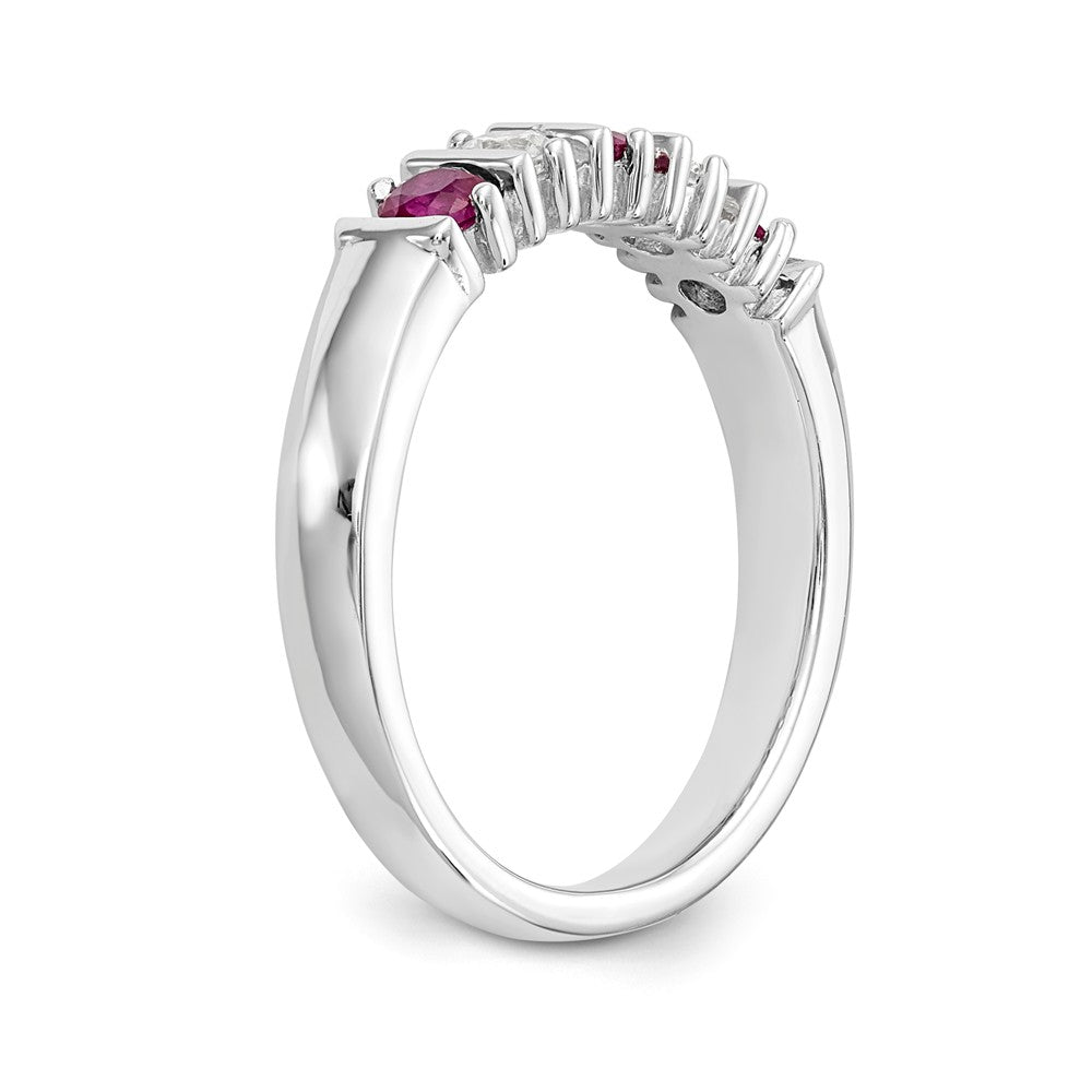 14K White Gold 1/5 carat Diamond and Ruby Complete Band - 7