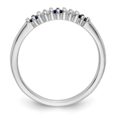 14K White Gold 1/15 carat Diamond and Blue Sapphire Complete Band