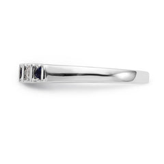 14K White Gold 1/15 carat Diamond and Blue Sapphire Complete Band - 7