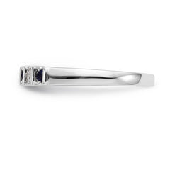 14K White Gold 1/15 carat Diamond and Blue Sapphire Complete Band