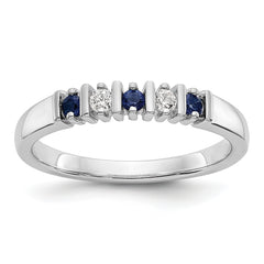 14K White Gold 1/15 carat Diamond and Blue Sapphire Complete Band - 7