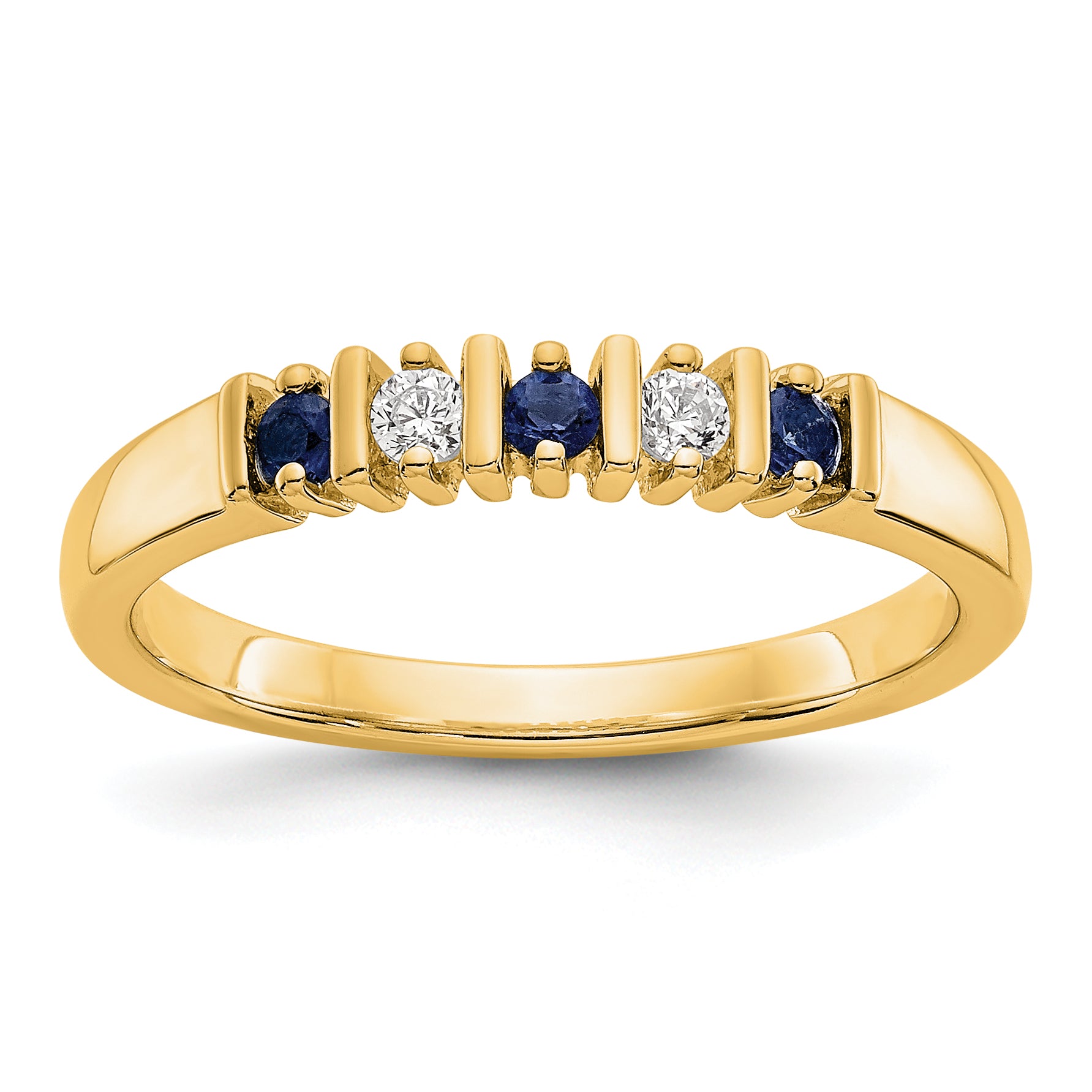 14K Yellow Gold Diamond w/Sapphire Band