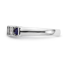 14K White Gold 1/5 carat Diamond and Blue Sapphire Complete Band