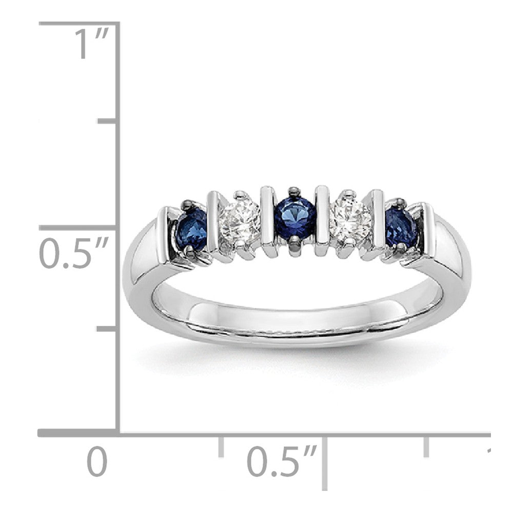 14K White Gold Diamond w/Sapphire Band