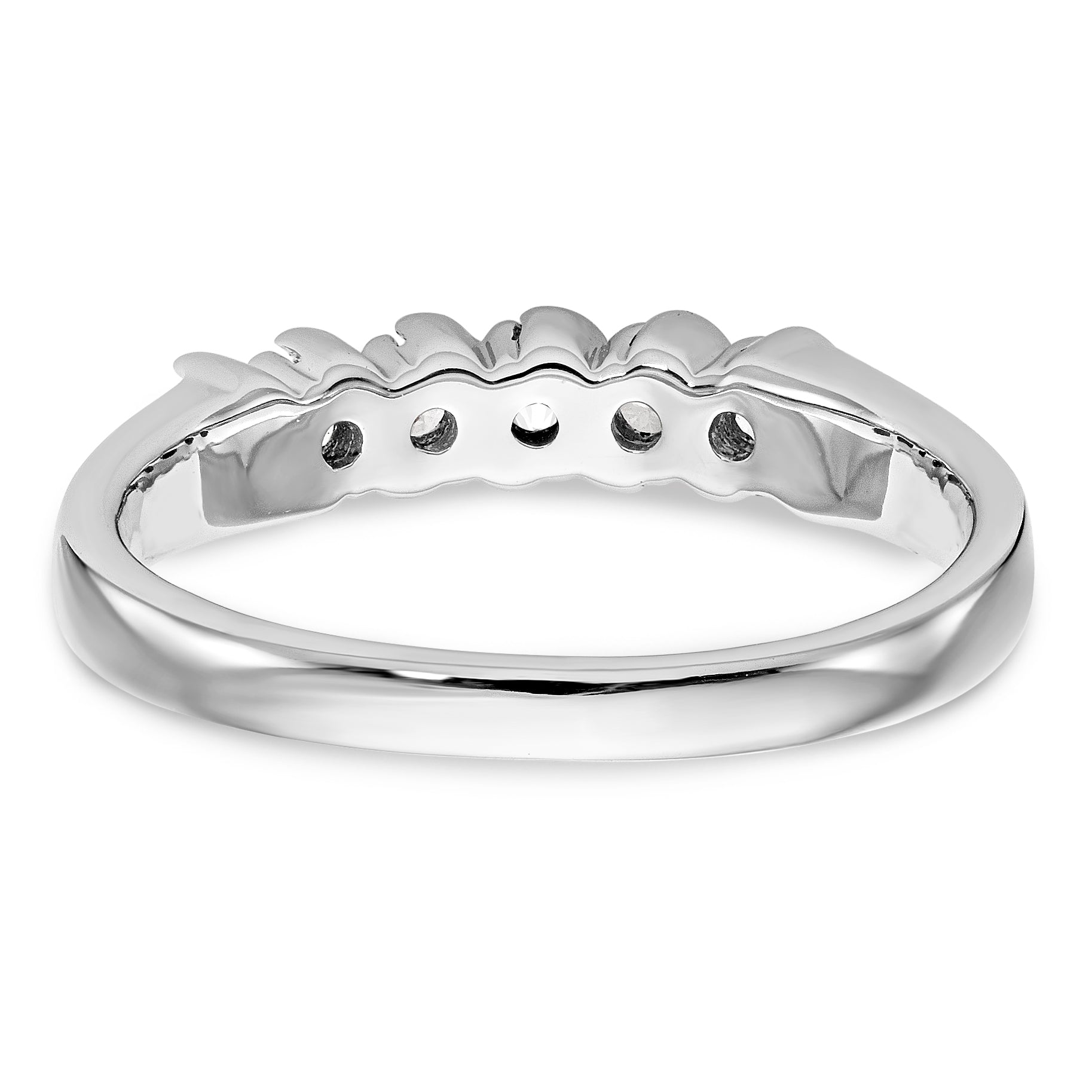 14K White Gold 5-Stone Prong-set 1/4 carat Complete Round Diamond Band