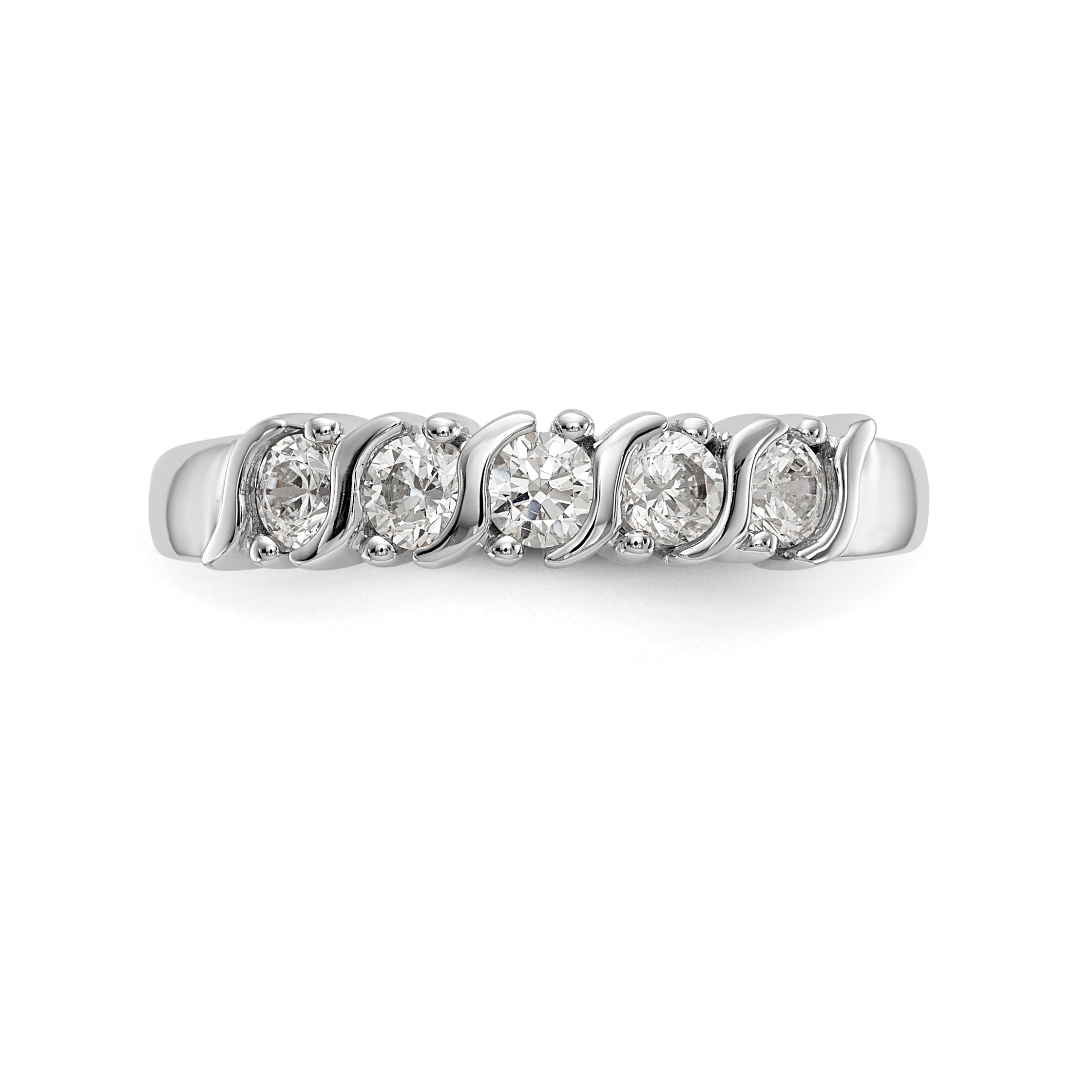 14K White Gold 5-Stone Prong-set (Holds 5-2.9mm Round) Diamond Band Mounting