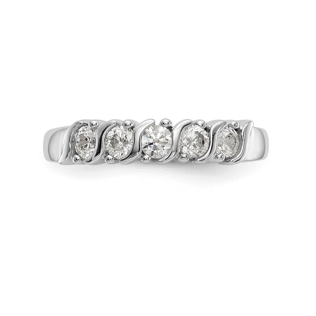 14K White Gold 5-Stone Prong-set (Holds 5-2.9mm Round) Diamond Band Mounting