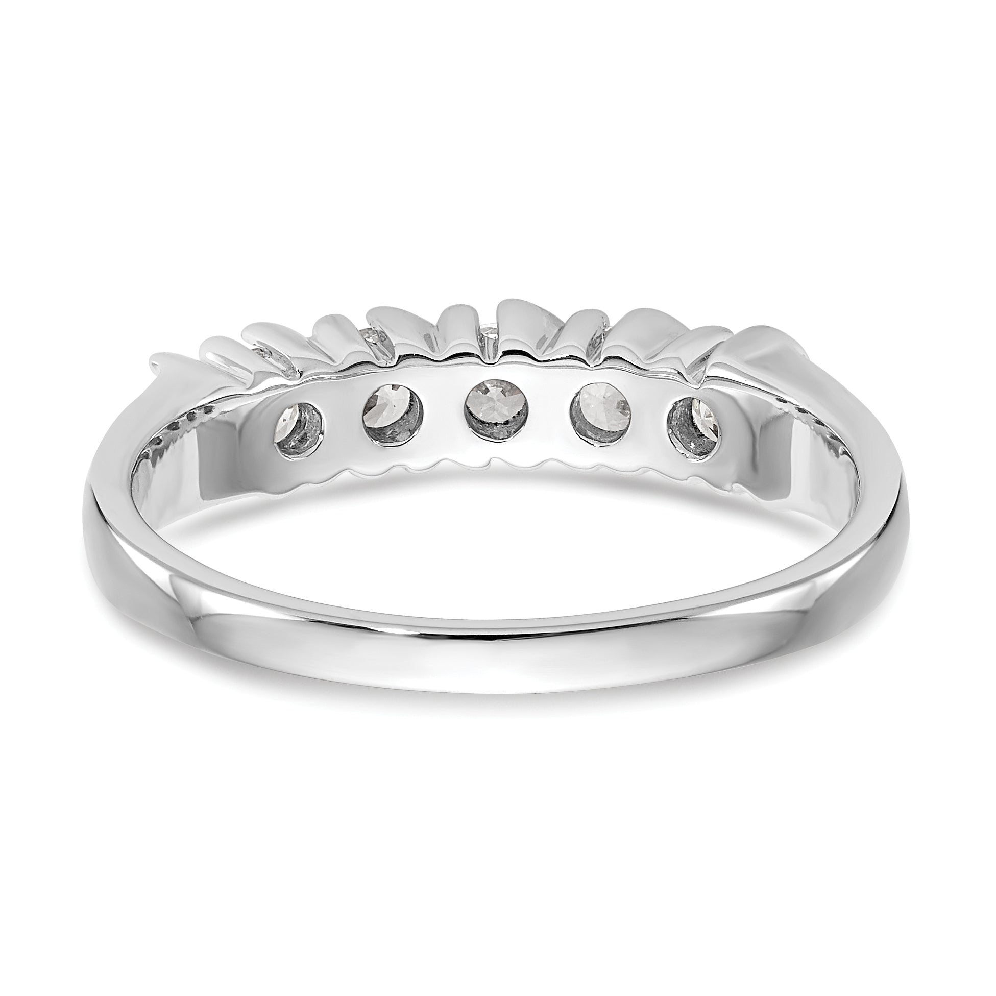 14K White Gold 5-Stone Prong-set 1/2 carat Complete Round Diamond Band