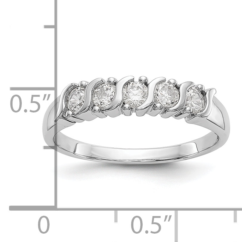 14K White Gold 5-Stone Prong-set 1/2 carat Complete Round Diamond Band