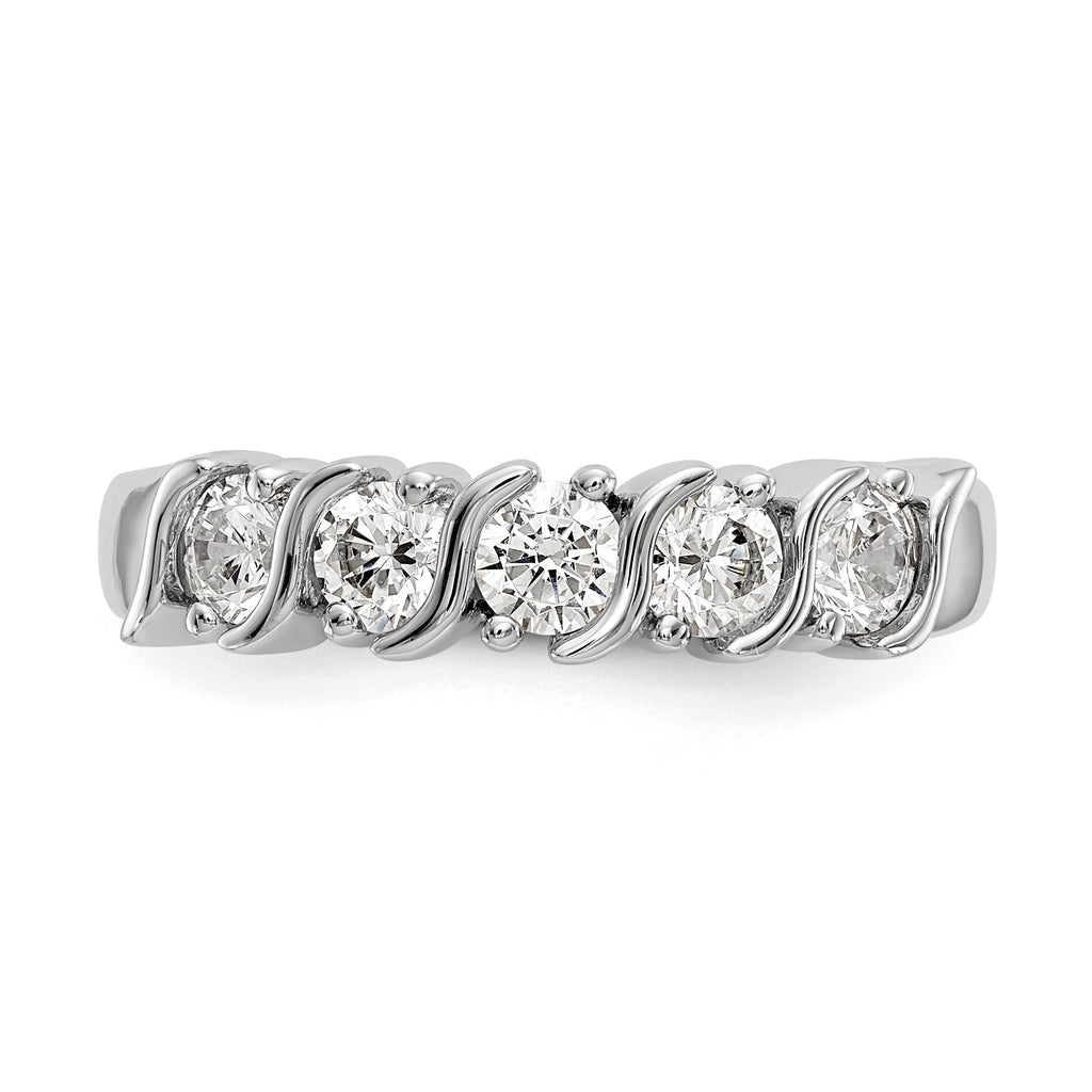 14K White Gold 5-Stone Prong-set 3/4 carat Complete Round Diamond Band