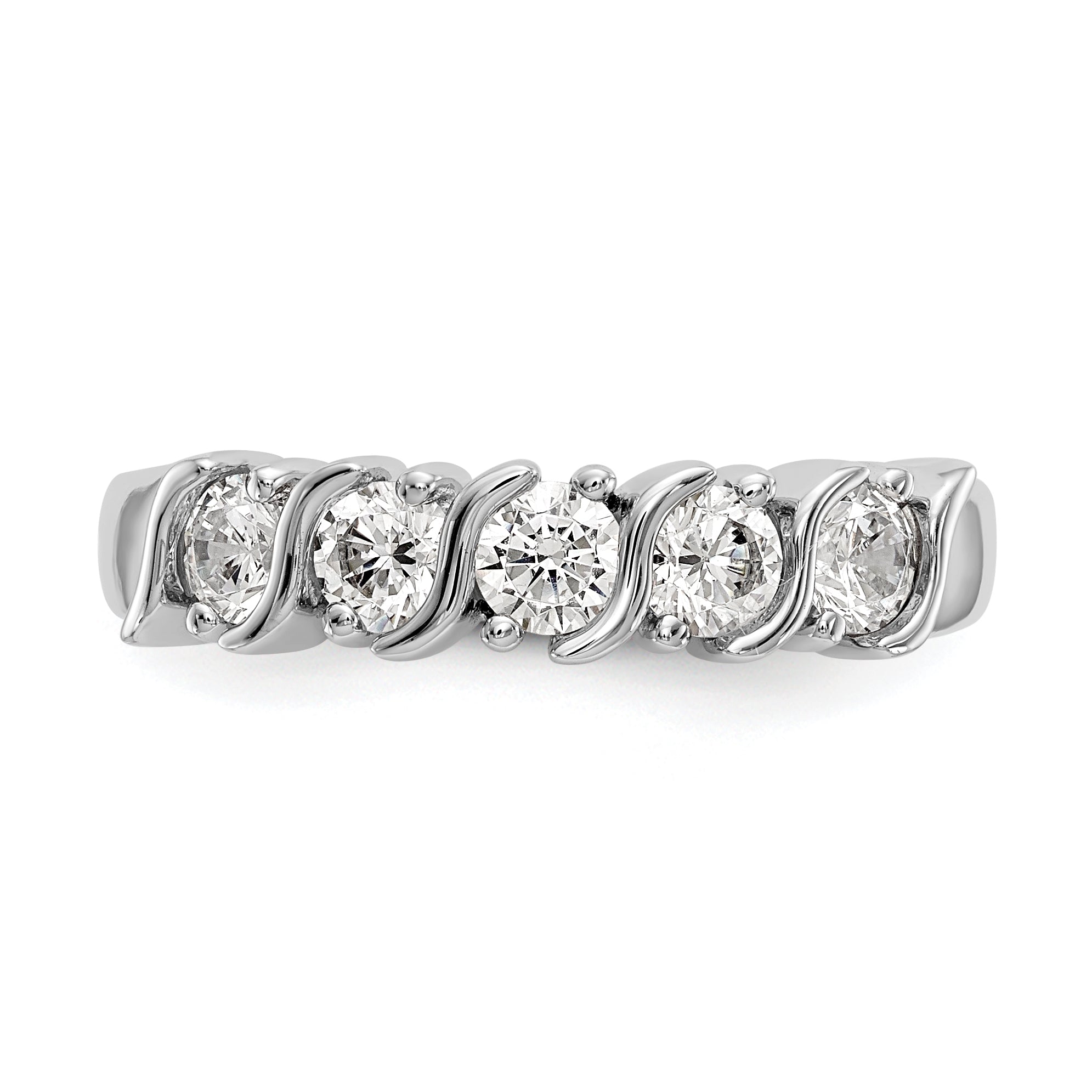 14K White Gold 5-Stone Prong-set 3/4 carat Complete Round Diamond Band