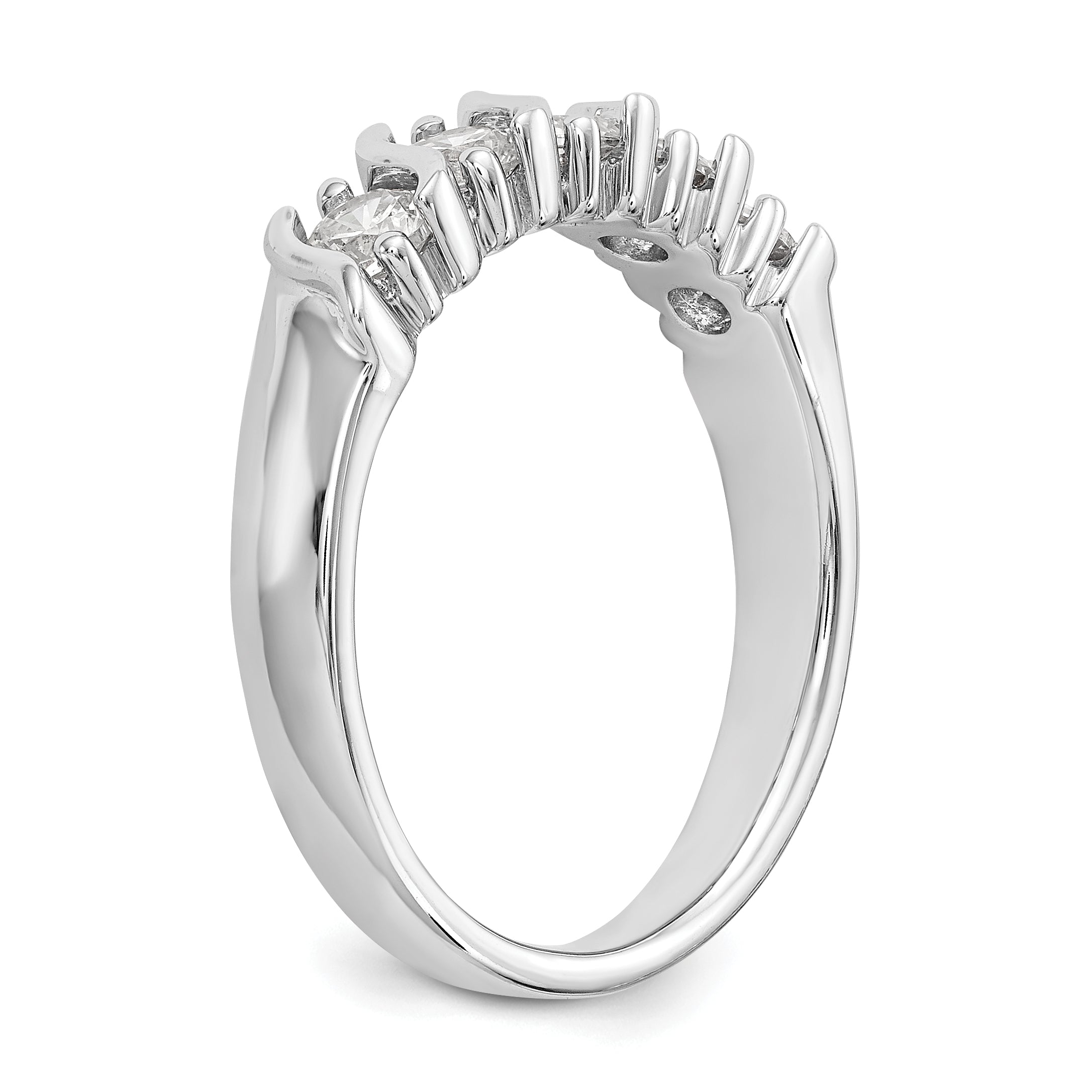 14K White Gold 5-Stone Prong-set 3/4 carat Complete Round Diamond Band