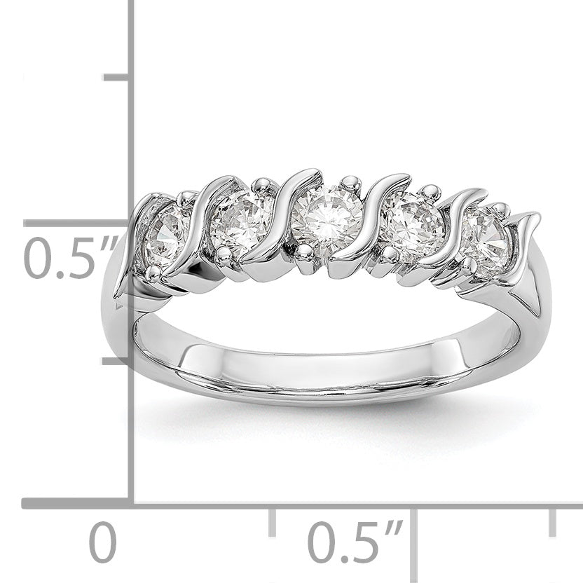 14K White Gold 5-Stone Prong-set 3/4 carat Complete Round Diamond Band