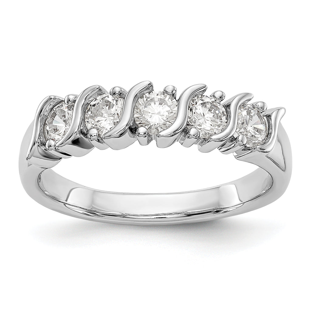14K White Gold 5-Stone Prong-set 3/4 carat Complete Round Diamond Band