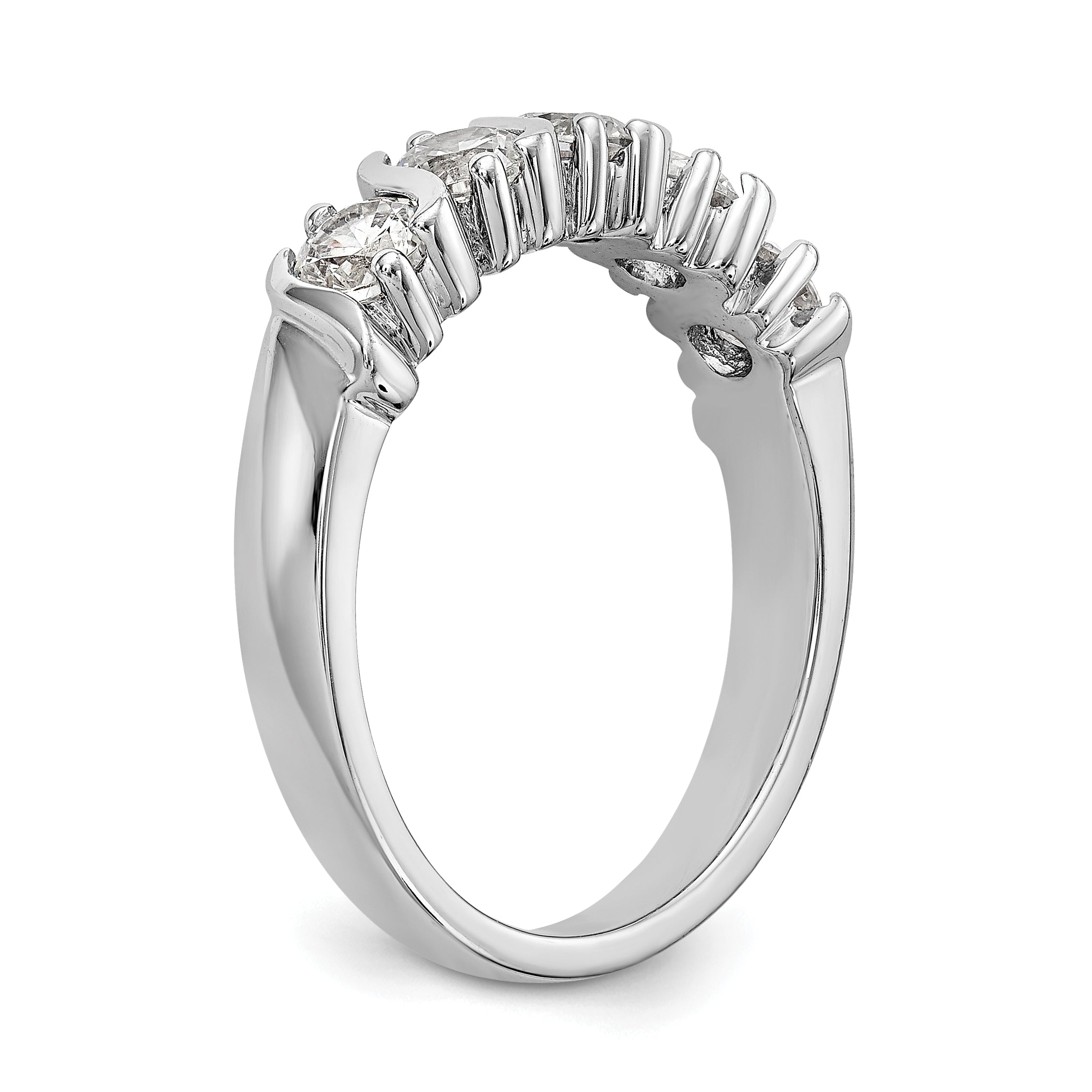14K White Gold 5-Stone Prong-set 1 carat Complete Round Diamond Band