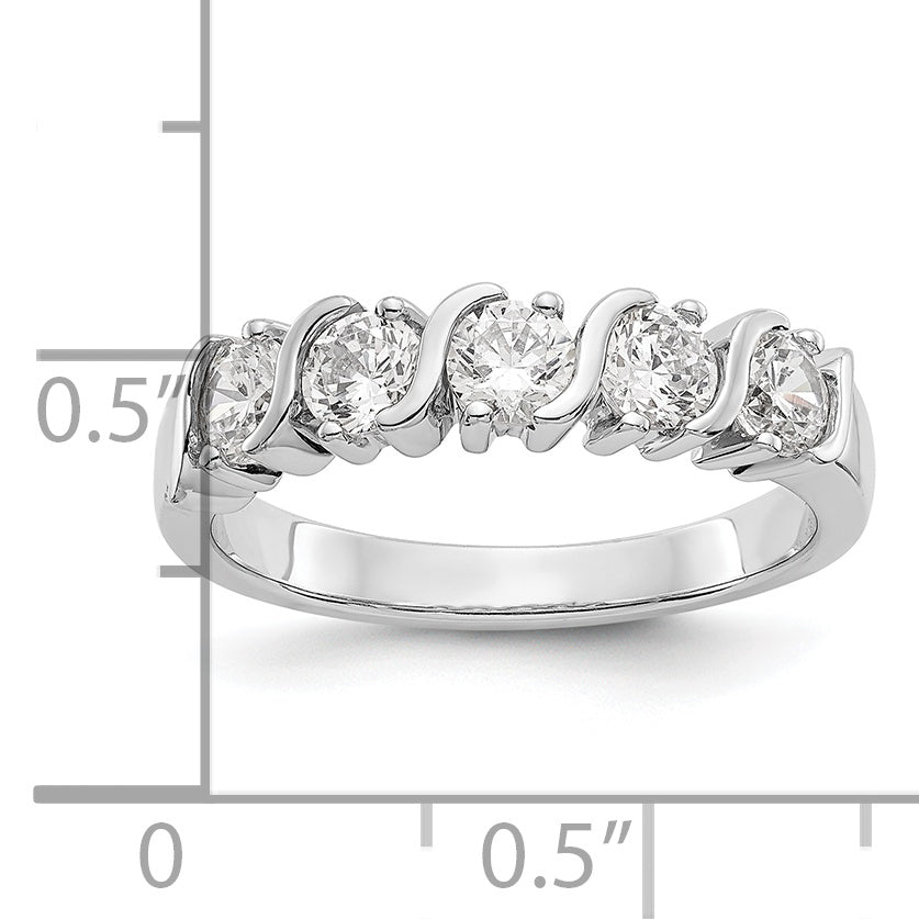 14K White Gold 5-Stone Prong-set 1 carat Complete Round Diamond Band