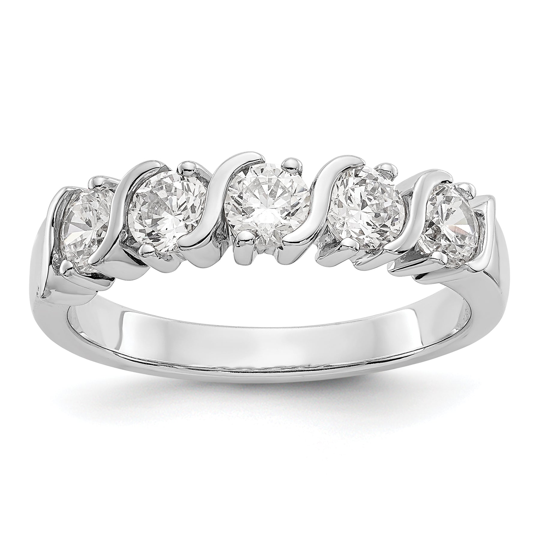 14K White Gold 5-Stone Prong-set 1 carat Complete Round Diamond Band Main image