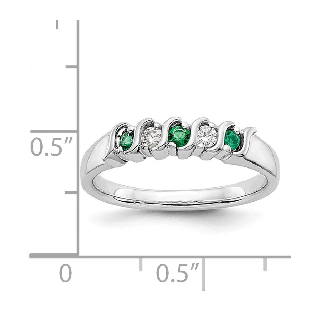 14K White Gold Diamond w/Emerald Band