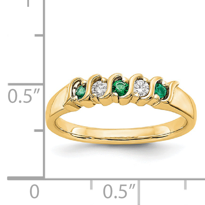 14K Yellow Gold Diamond w/Emerald Band