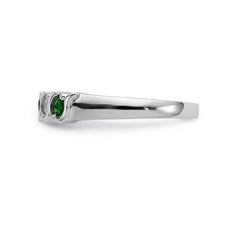 14K White Gold 1/5 carat Diamond and Emerald Complete Band