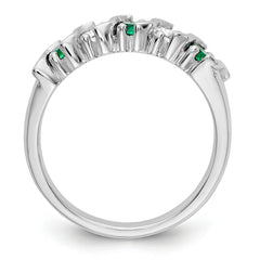 14K White Gold 1/3 carat Diamond and Emerald Complete Band