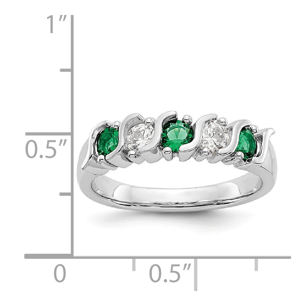 14K White Gold Diamond w/Emerald Band