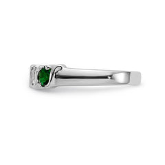 14K White Gold 3/8 carat Diamond and Emerald Complete Band