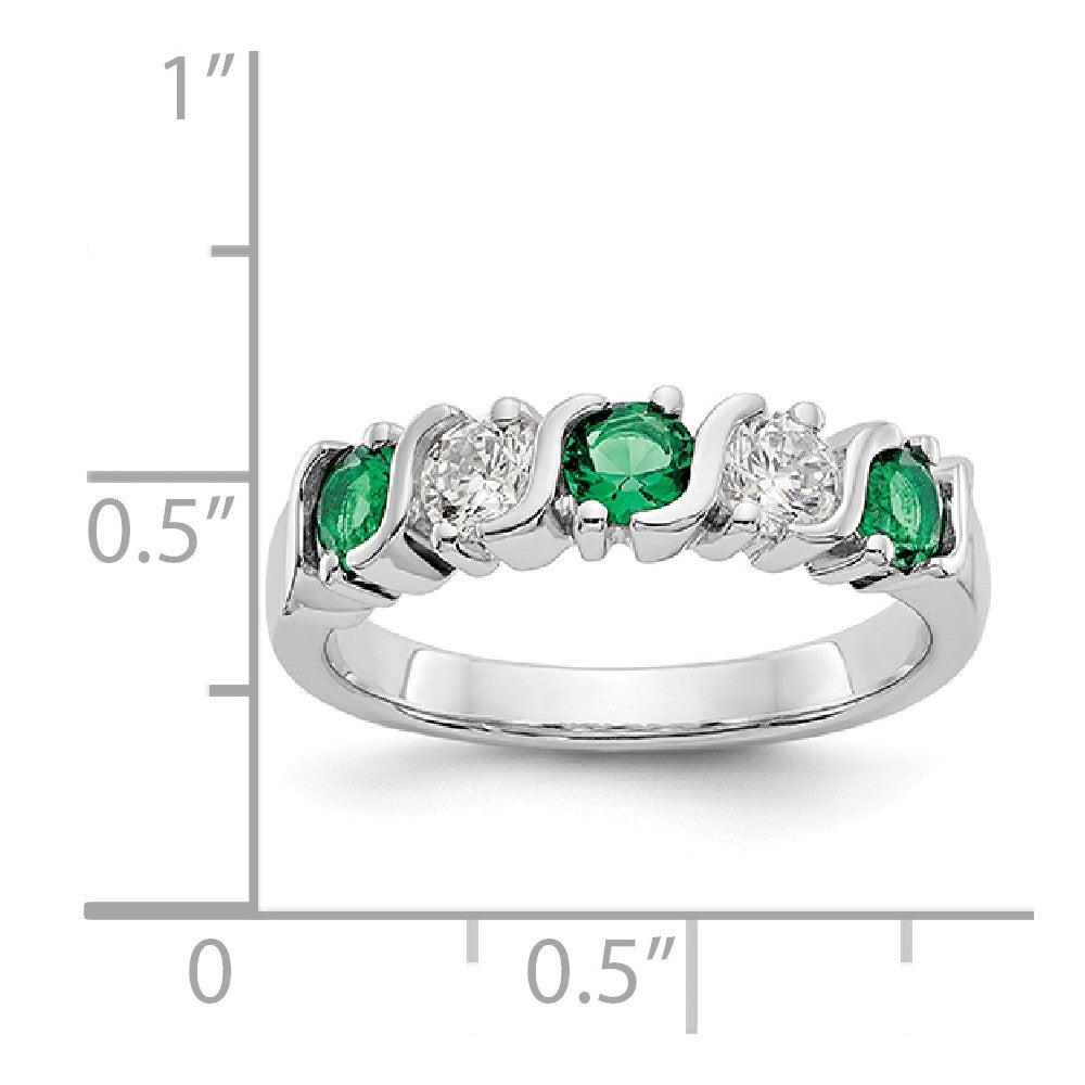 14K White Gold Diamond w/Emerald Band