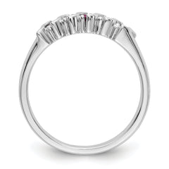 14K White Gold 1/10 carat Diamond and Ruby Complete Band