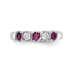 14K White Gold 1/5 carat Diamond and Ruby Complete Band