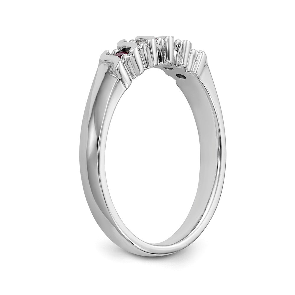 14K White Gold 1/5 carat Diamond and Ruby Complete Band