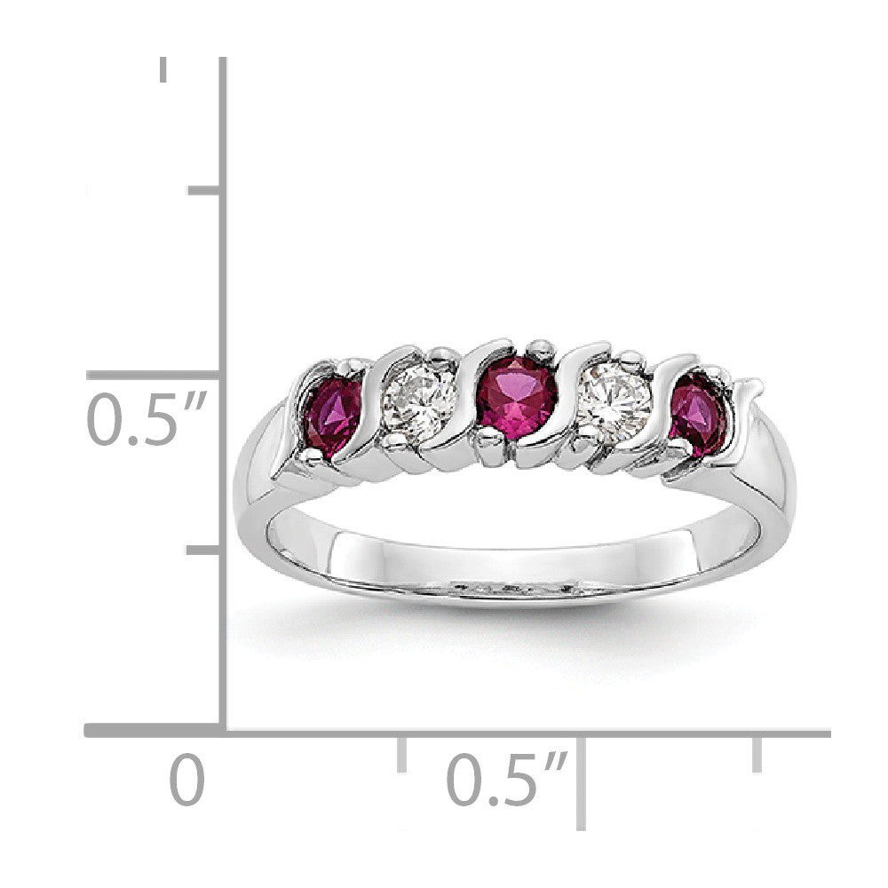 14K White Gold Diamond w/Ruby Band