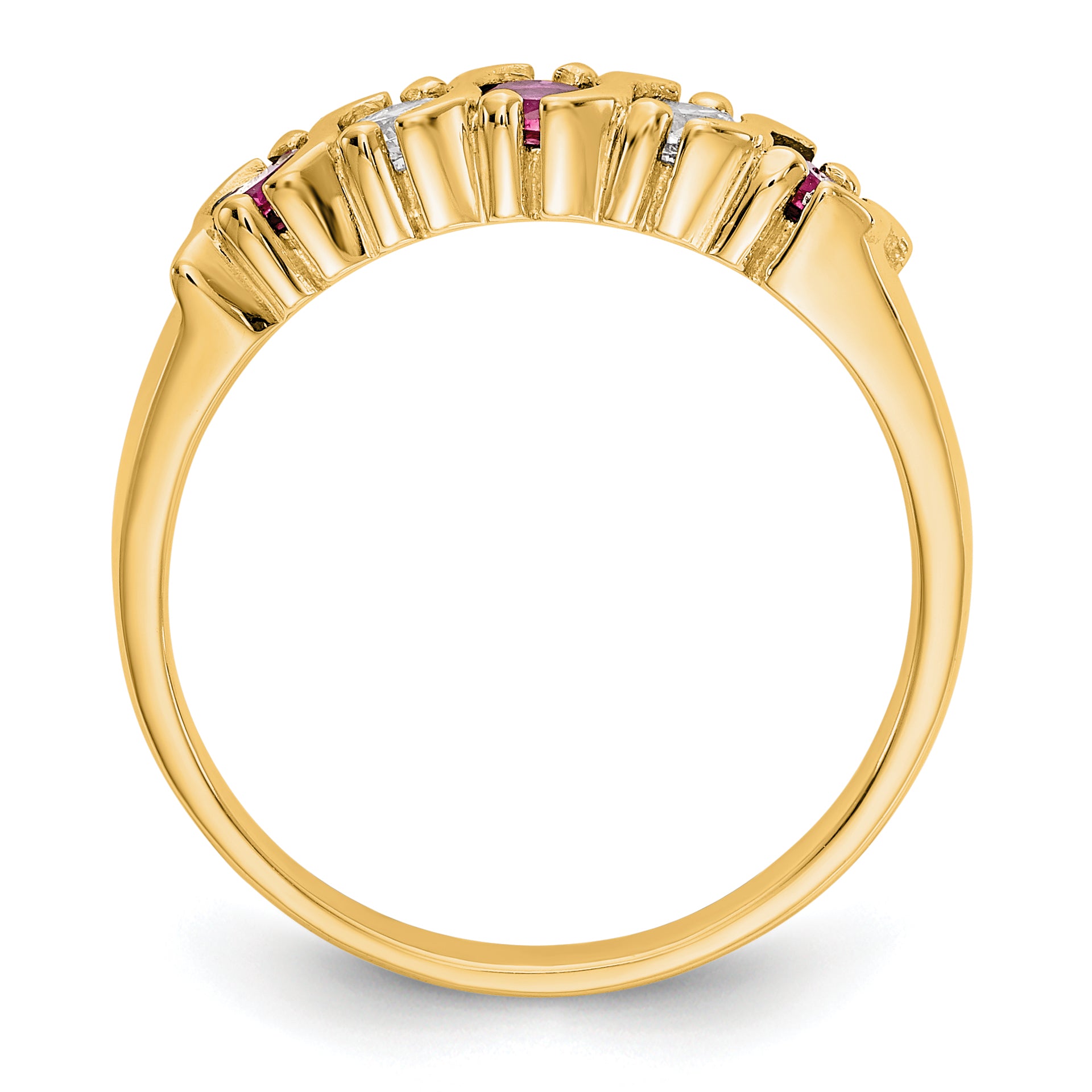 14K Yellow Gold 1/5 carat Diamond and Ruby Complete Band