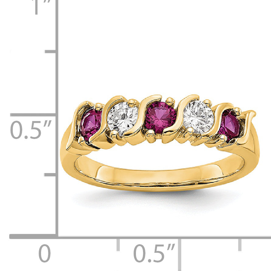 14K Yellow Gold Diamond w/Ruby Band