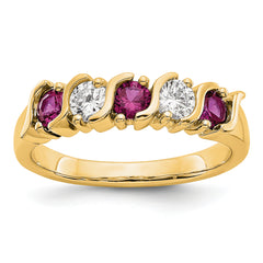 14K Yellow Gold 1/3 carat Diamond and Ruby Complete Band