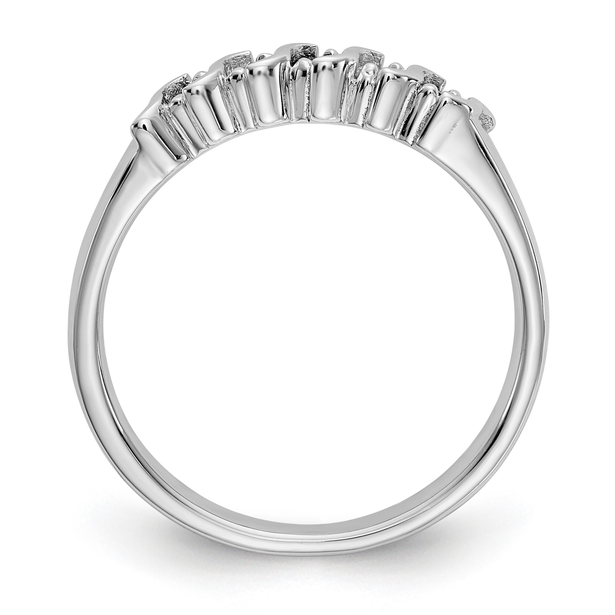 14K White Gold 1/10 carat Diamond and Blue Sapphire Complete Band - 7