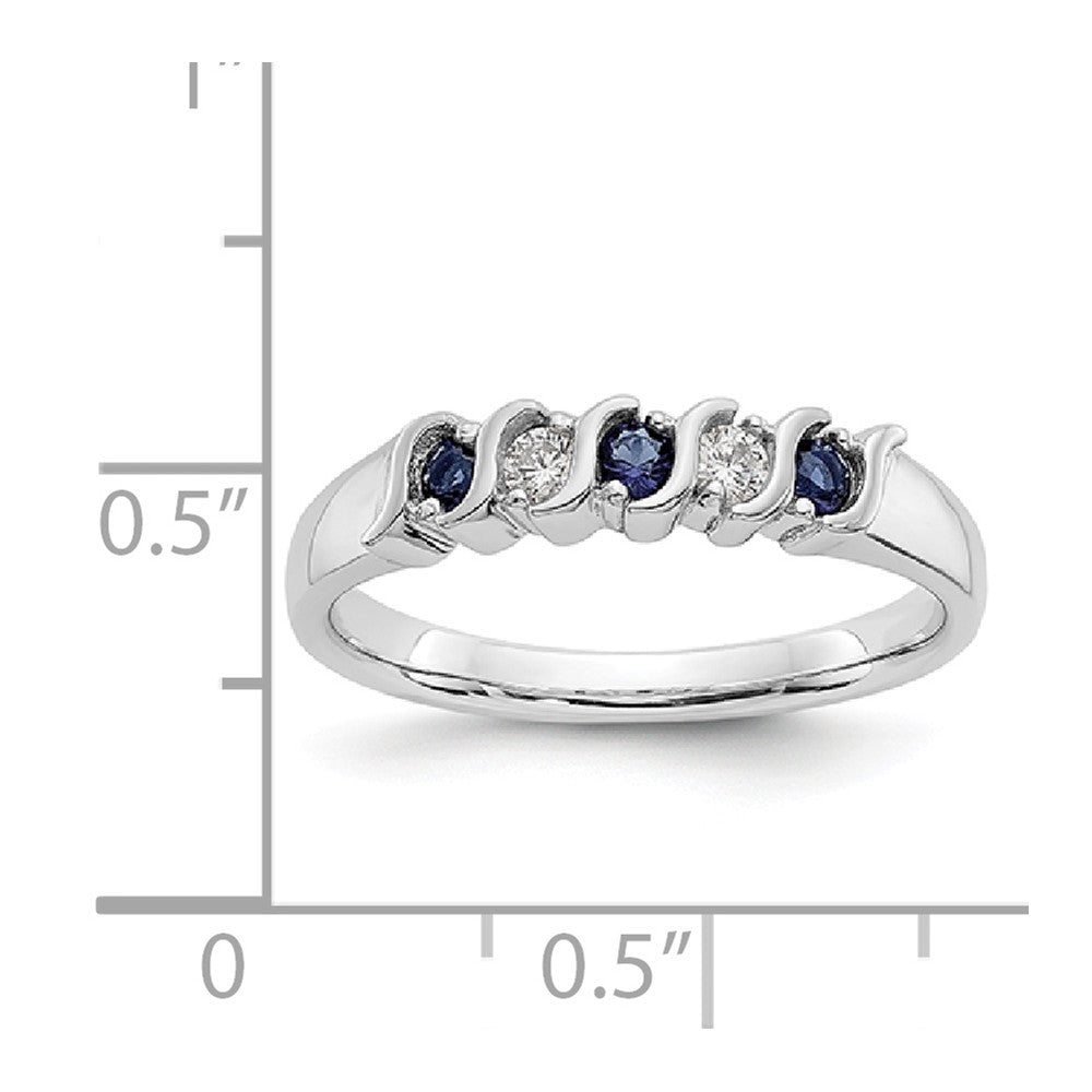 14K White Gold Diamond w/Sapphire Band