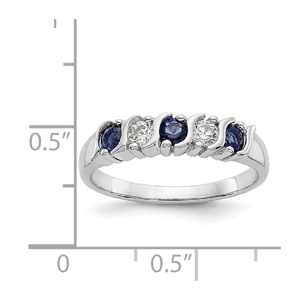 14K White Gold Diamond w/Sapphire Band