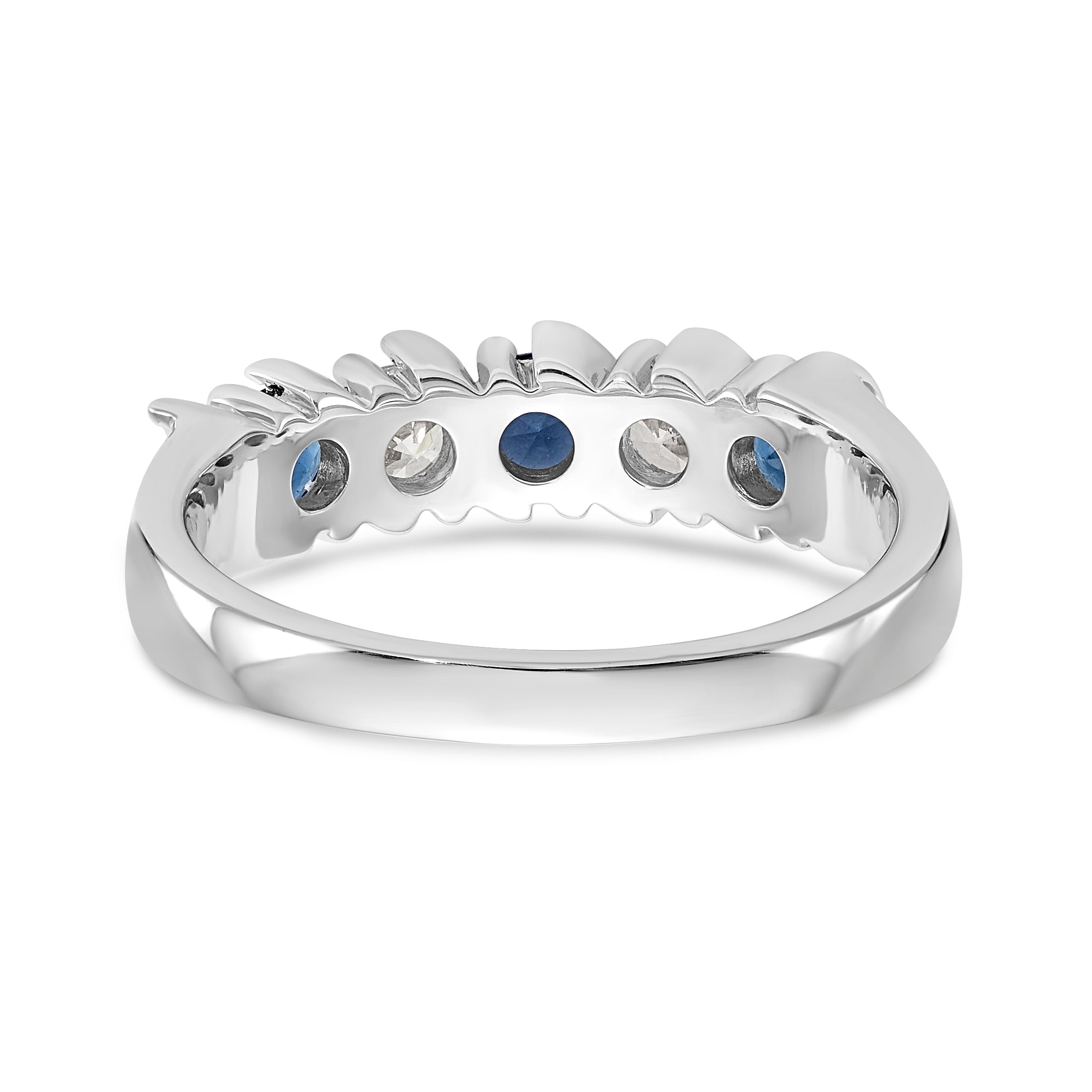 14K White Gold 1/3 carat Diamond and Blue Sapphire Complete Band