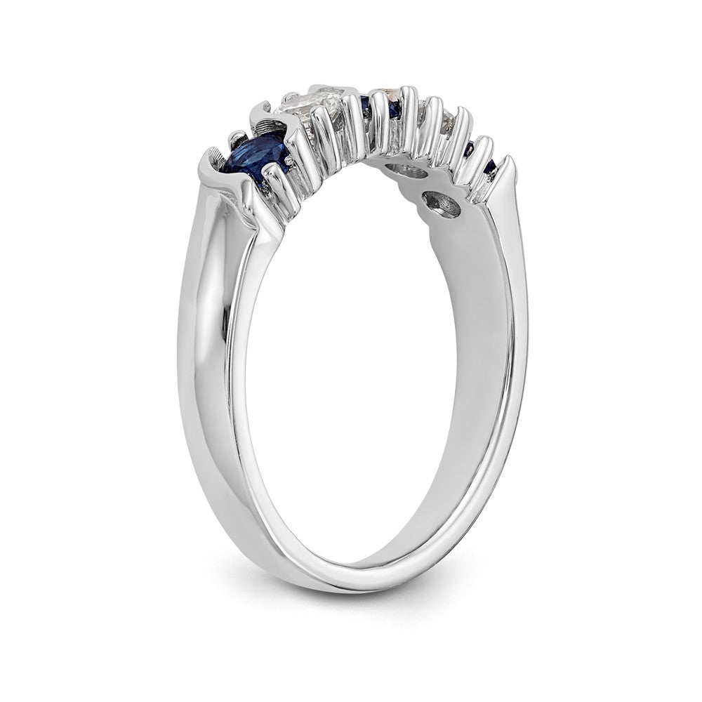 14K White Gold 1/3 carat Diamond and Blue Sapphire Complete Band