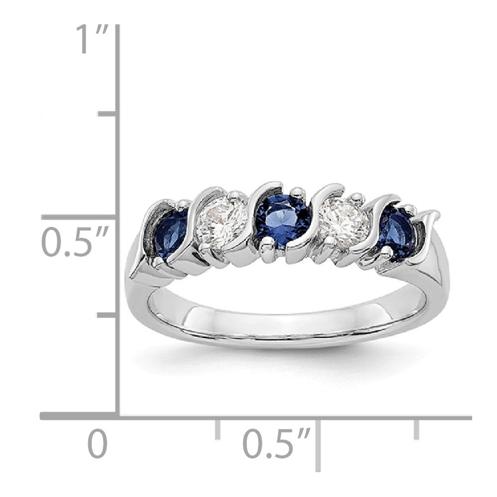 14K White Gold Diamond w/Sapphire Band