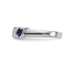 14K White Gold 3/8 carat Diamond and Blue Sapphire Complete Band